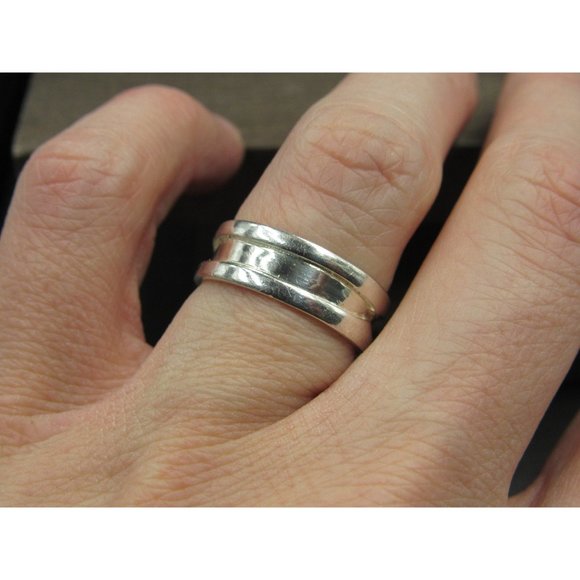 Size 6.75 Sterling Silver Odd Channel Wide Band Ring - Picture 2 of 7